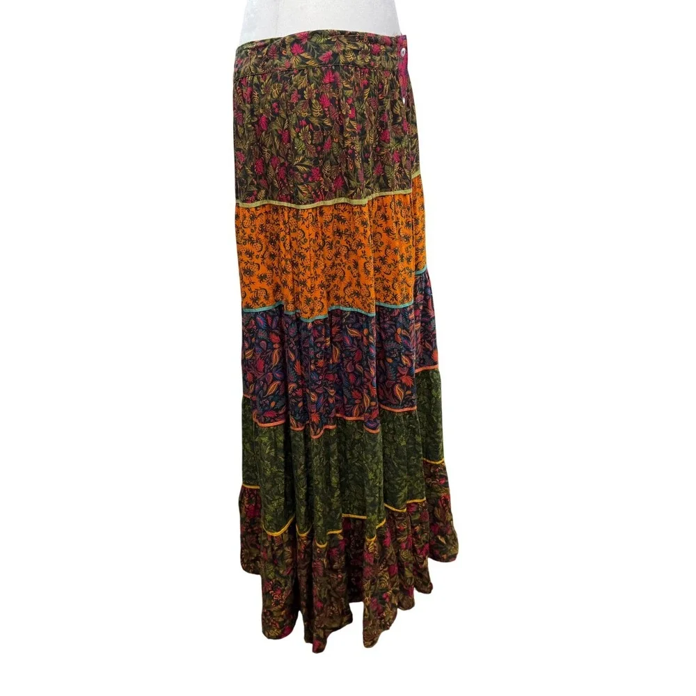 FARM Rio Multicolor Floral Tiered Maxi Skirt - Orange, Green, Pink, Blue - Picture 4 of 10